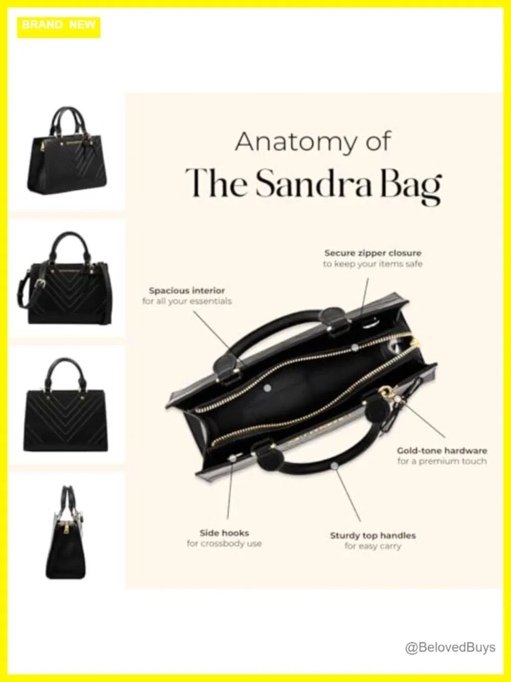 Womens Vegan Leather Satchel Handbag with Two Compartments Top Handle